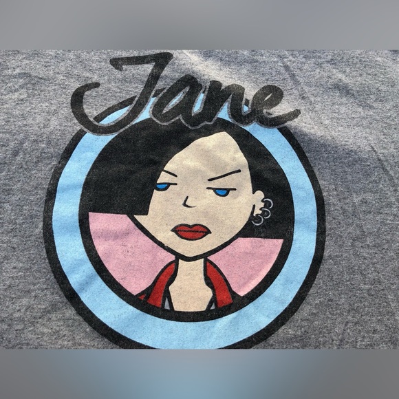 MTV Daria & Jane Short Sleeve Raw Hem Crop T-shirt Size Small Vintage Dark Gray - Picture 13 of 13